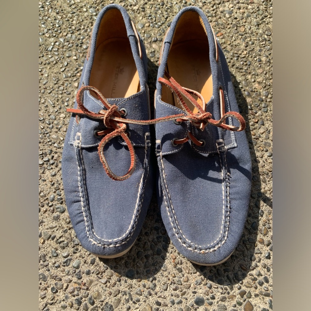 Peter Millar Blue Canvas Boat Shoes